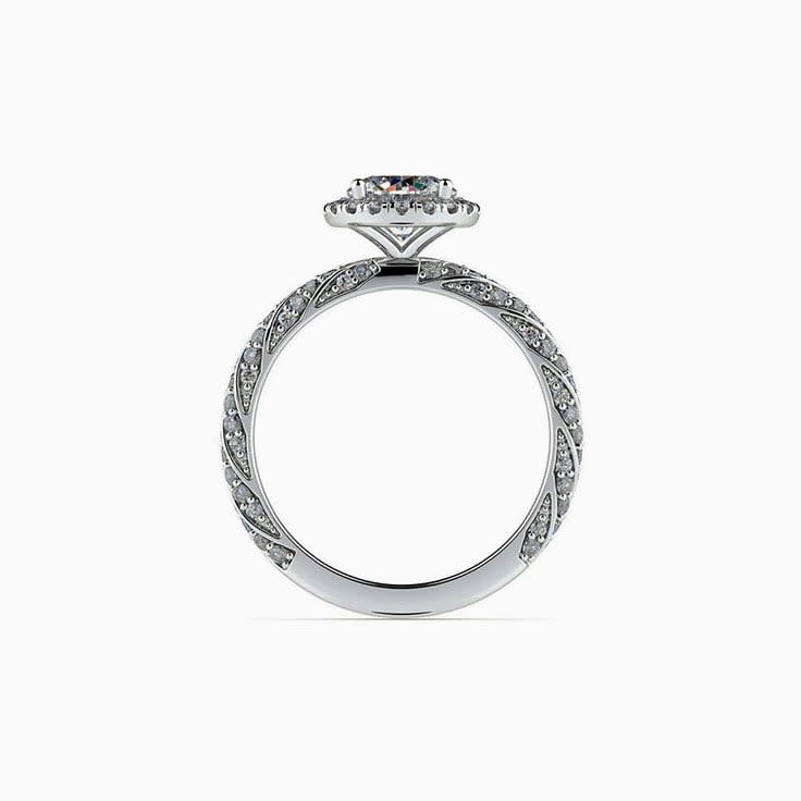 Round Brilliant Diamond Engagement Twisted Rope Ring