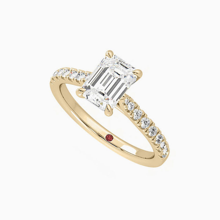 Emerald Cut Diamond Engagement Pave Ring