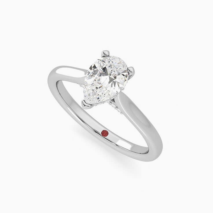 Pear Diamond Engagement Pave Ring