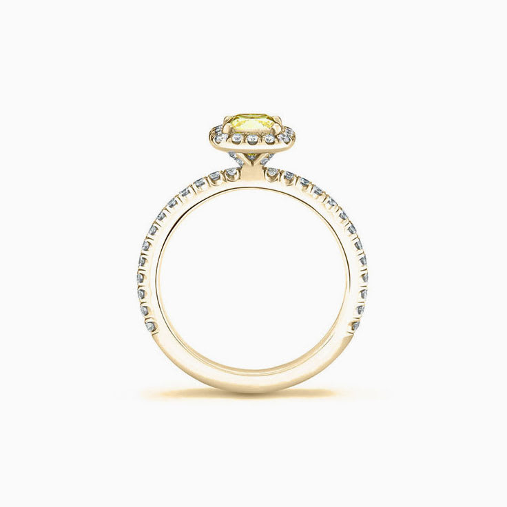 Classic Cushion Cut Yellow Diamond Engagement Ring
