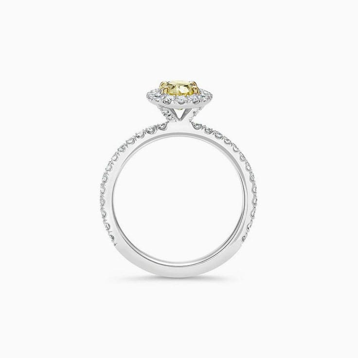 Oval Yellow Diamond Engagement Pave Ring