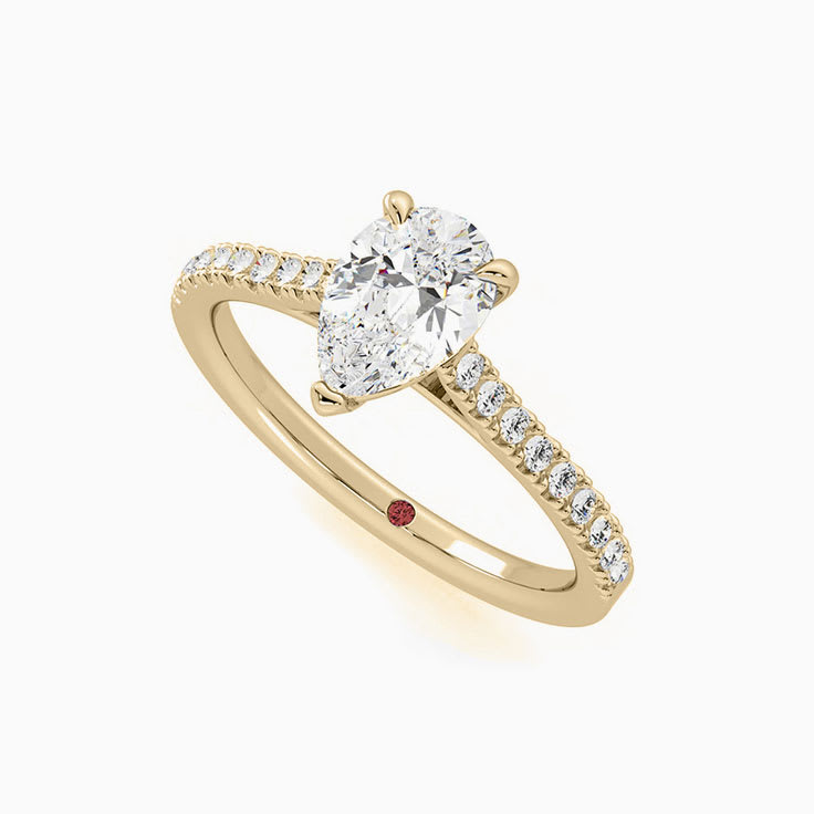 Classic Pear Diamond Engagement Pave Ring