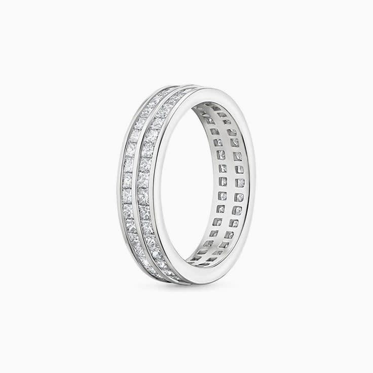 Double Row Diamond Eternity Channel Ring
