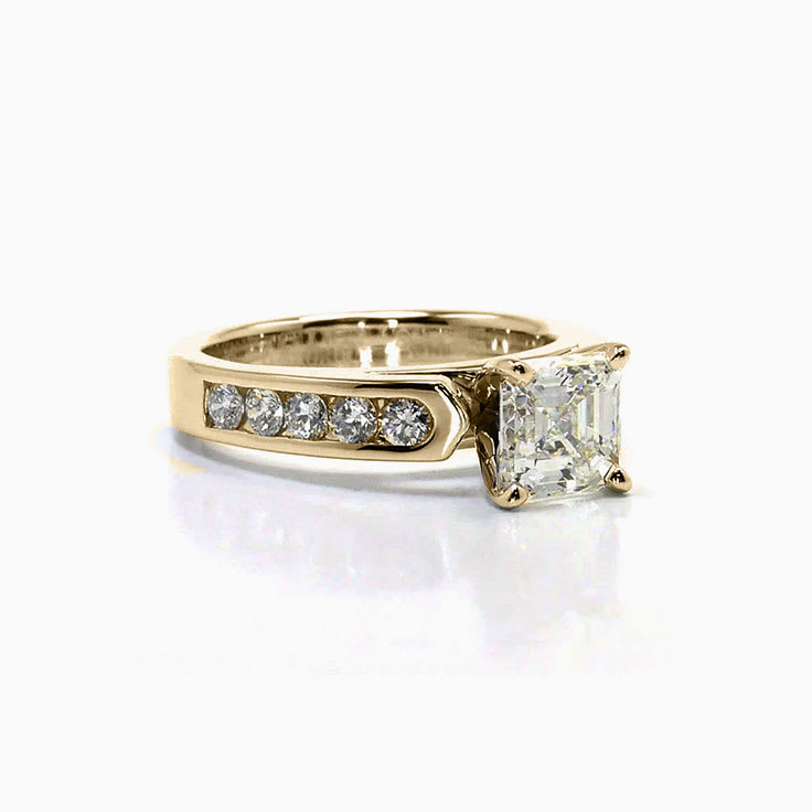 Asscher Cut Diamond Engagement Channel Ring