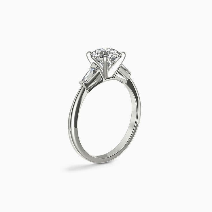 Classic Baguette Diamond Side Stone Engagement Ring