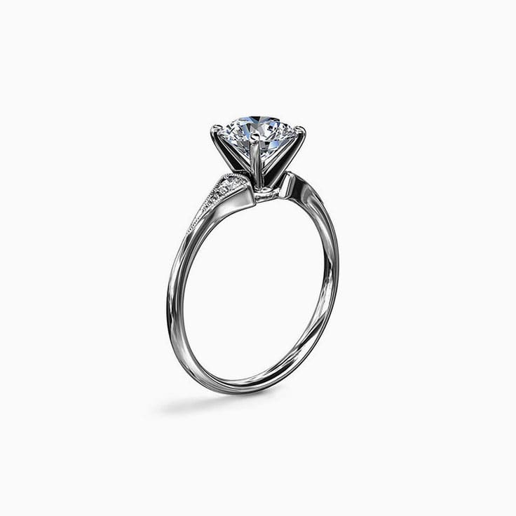 Sleek Diamond Milgrain Engagement Ring