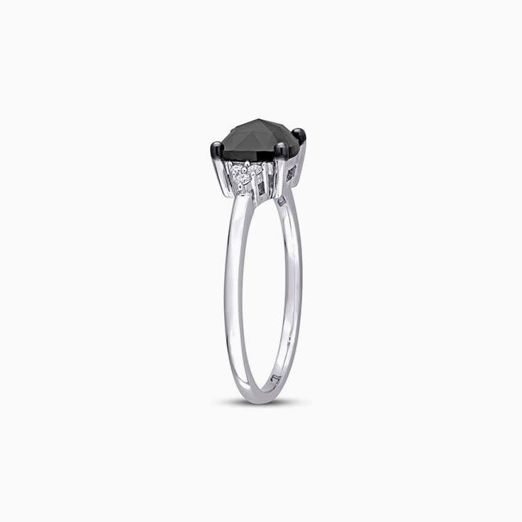 Cushion cut black diamond engagement ring