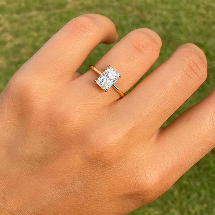 Sleek Radiant Cut Engagement Band