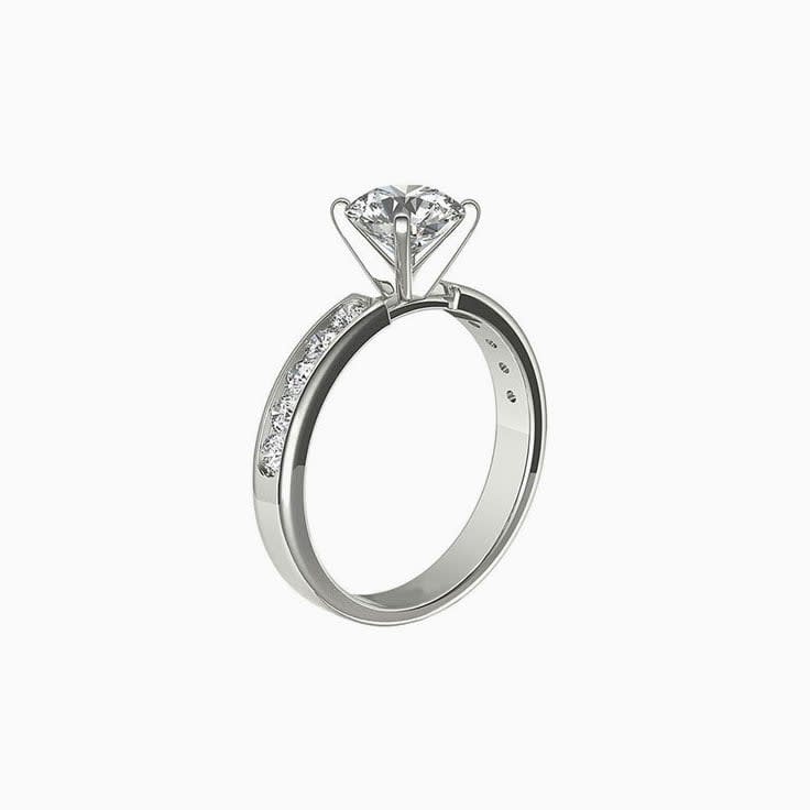 Radiant Cut Diamond Engagement Channel Ring
