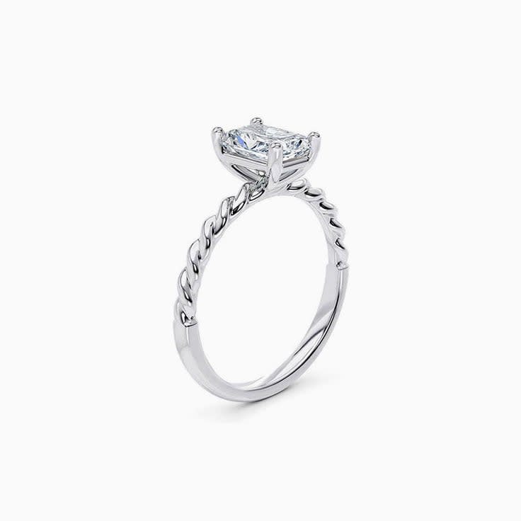 Classic Radiant Cut Diamond Engagement Rope Ring