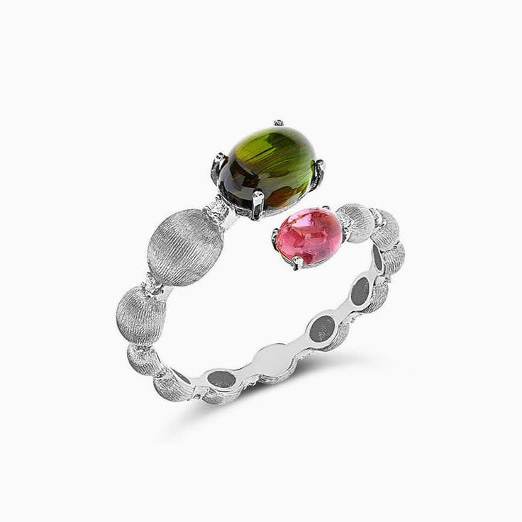 Tourmaline Ring With Gold Beads