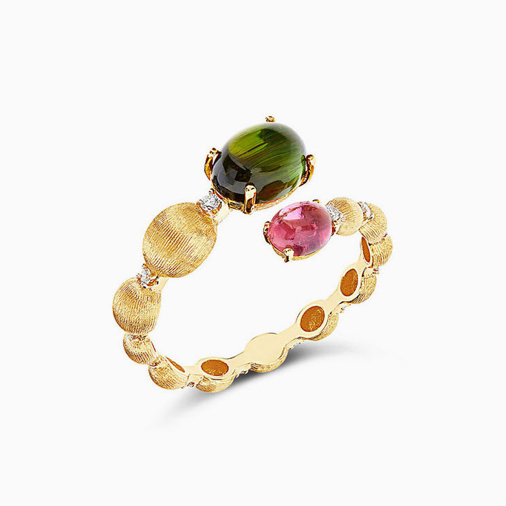 Tourmaline Ring With Gold Beads