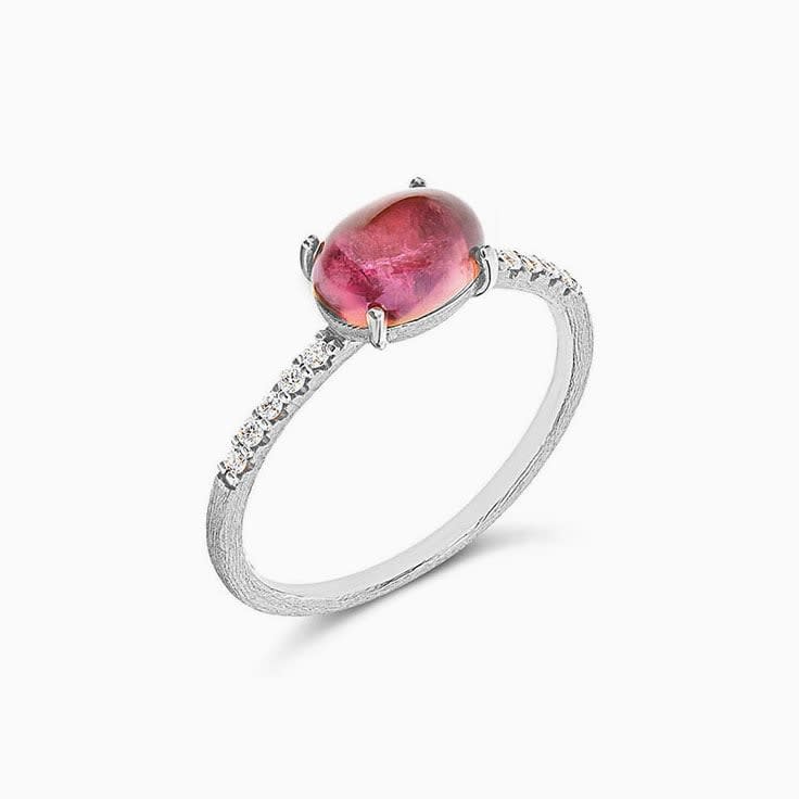 Gemstone Ring with Diamonds and Tourmaline