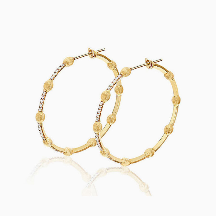 Gold and Diamond Hoop Earrings