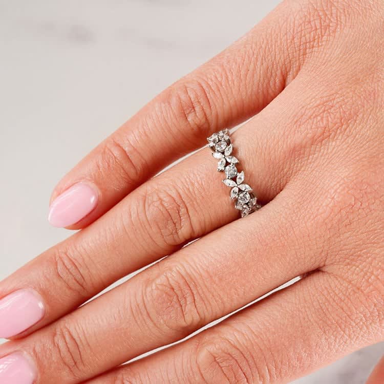 Double Row Diamond Zig Zag Ring