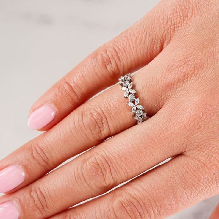 Double Row Diamond Zig Zag Ring