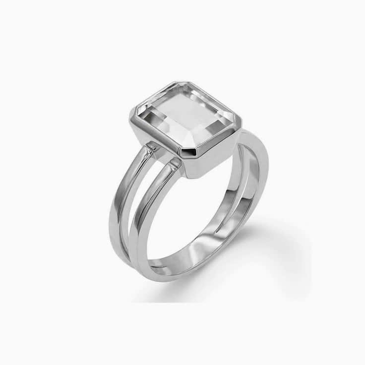Emerald Cut Gemstone On Split Shank Band
