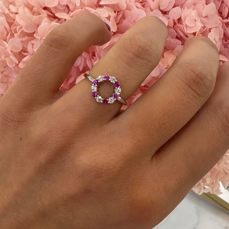 Circle Diamond And Ruby Ring