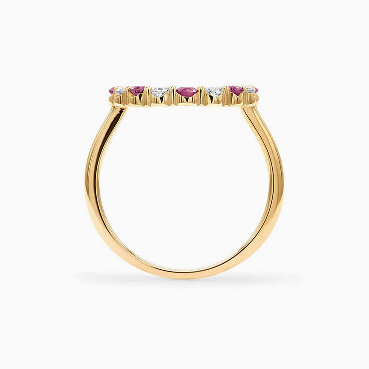 Open Circle Diamond And Pink Tourmaline Ring