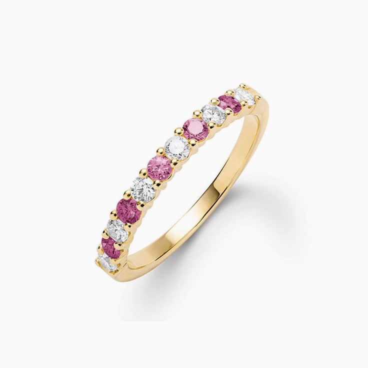 Diamond And Pink Tourmaline Stackable Ring