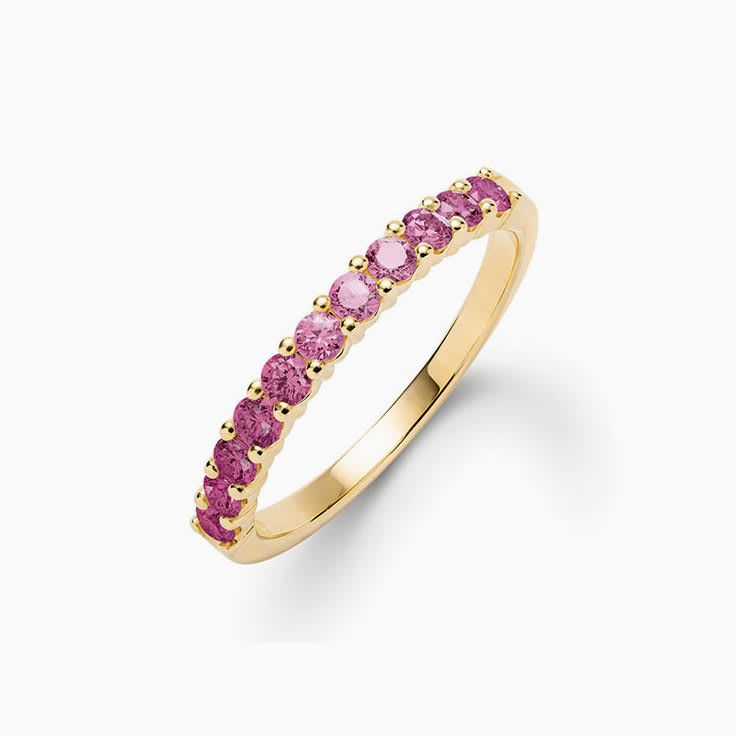 Half Eternity Pink Tourmaline Stackable Ring