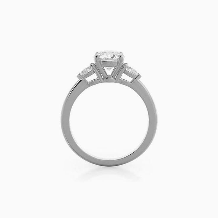 Round And Pear Lab Diamond Engagement Ring