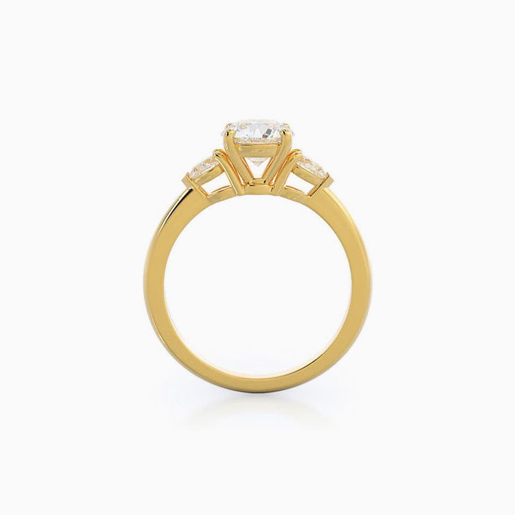 Round And Pear Lab Diamond Engagement Ring