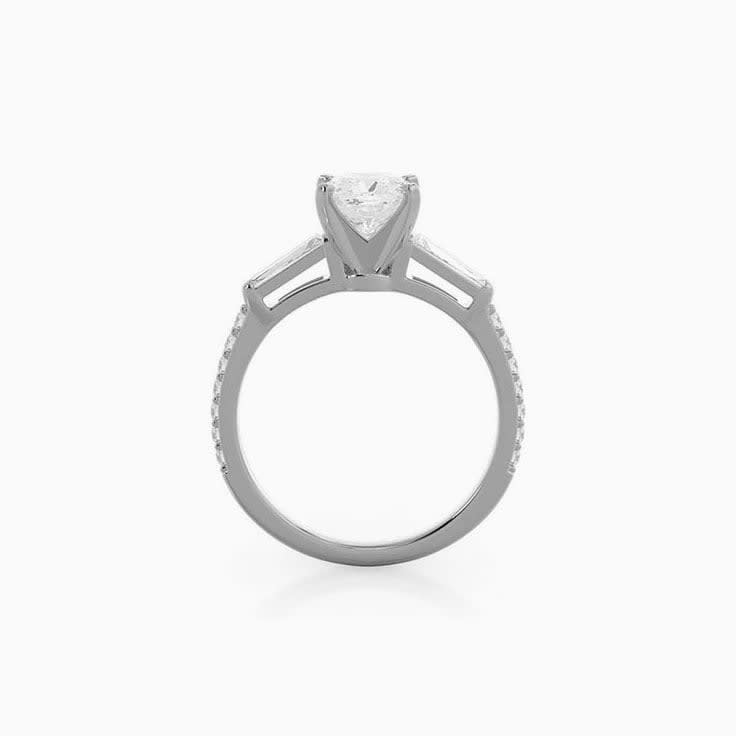 Round And Baguette Lab Diamond Engagement Ring