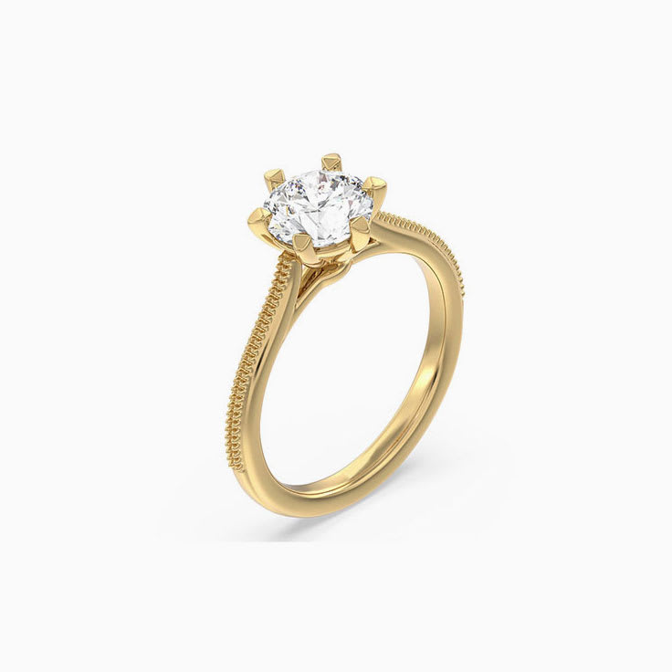 Grooved Lab Diamond Engagement Ring