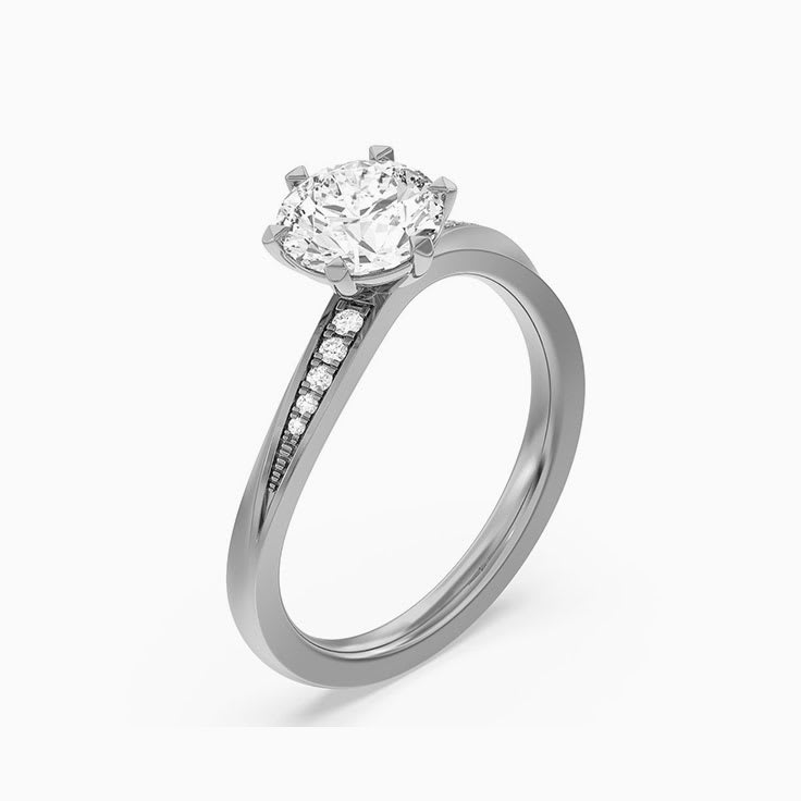 Curved Lab Grown Diamond Engagement Ring