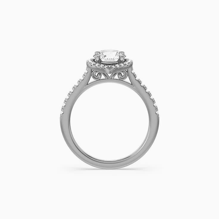 Half Accented Lab Diamond Engagement Ring