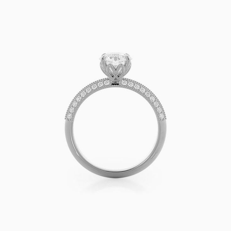 Double Line Accent Lab Diamond Engagement Ring
