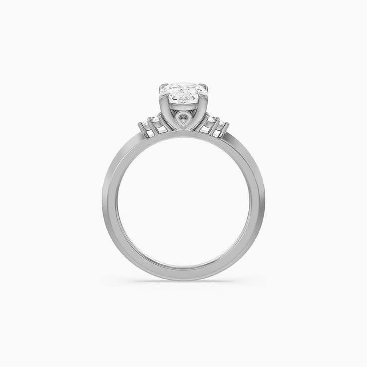 Lab Grown Sleek Edged Diamond Engagement Ring