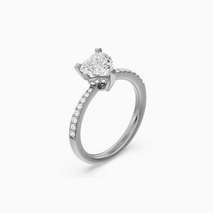 Lab Heart Shaped Diamond Engagement Ring