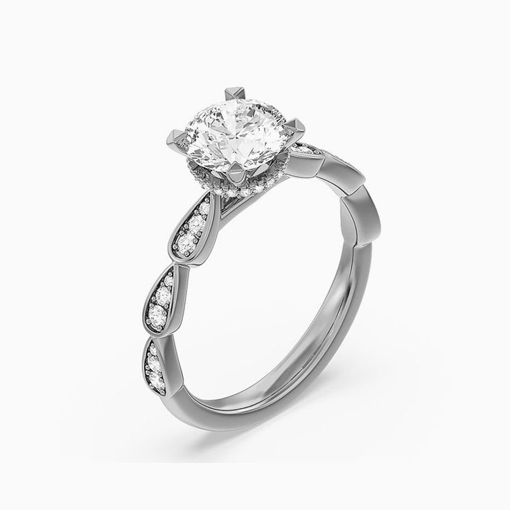 Lab Diamond sepal Engagement Ring