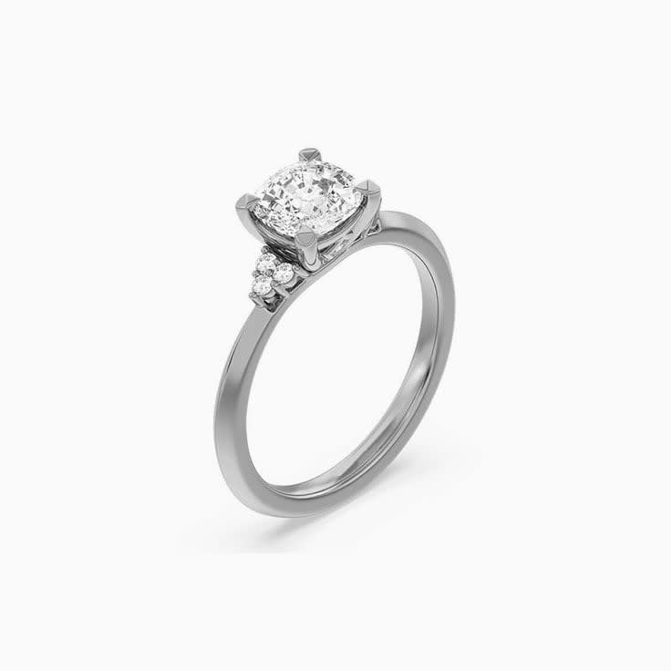Cathedral Diamond Accent Lab Grown Engagement Ring