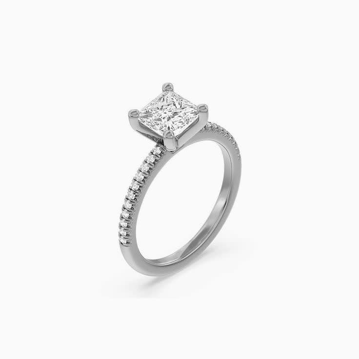 Half Accent Lab Grown Princess Diamond Engagement Ring