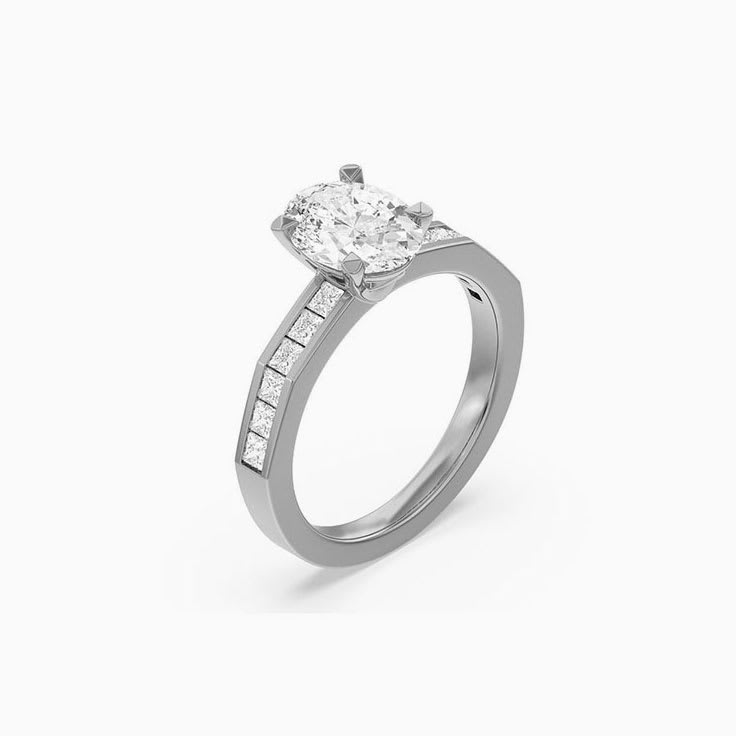 Oval And Princess Lab Diamond Engagement Ring