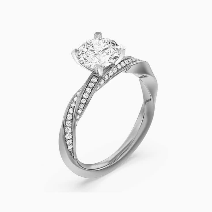 Diamond Twist Hidden Accent Engagement Ring