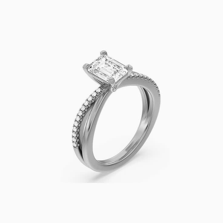 Emerald Crossover Lab Diamond Engagement Ring