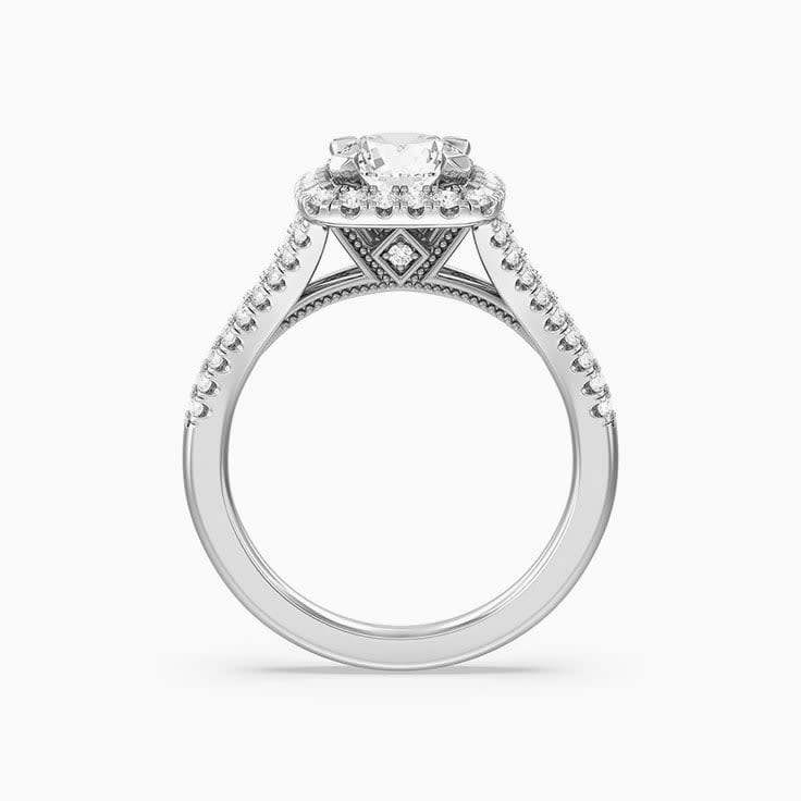 Round Halo Split Shank Lab Diamond Engagement Ring