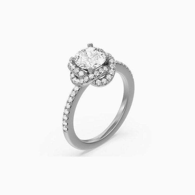 Knot Halo Round Diamond Engagement Ring
