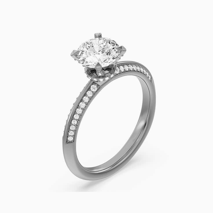 Round Lab Diamond Hidden Halo Engagement Ring