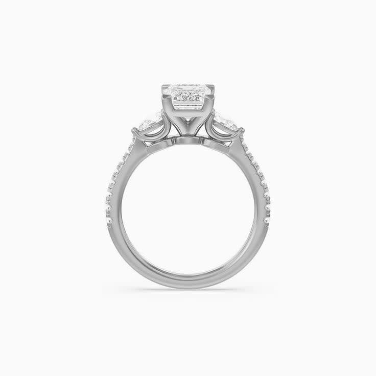 Emerald And Pear Lab Diamond Engagement Ring