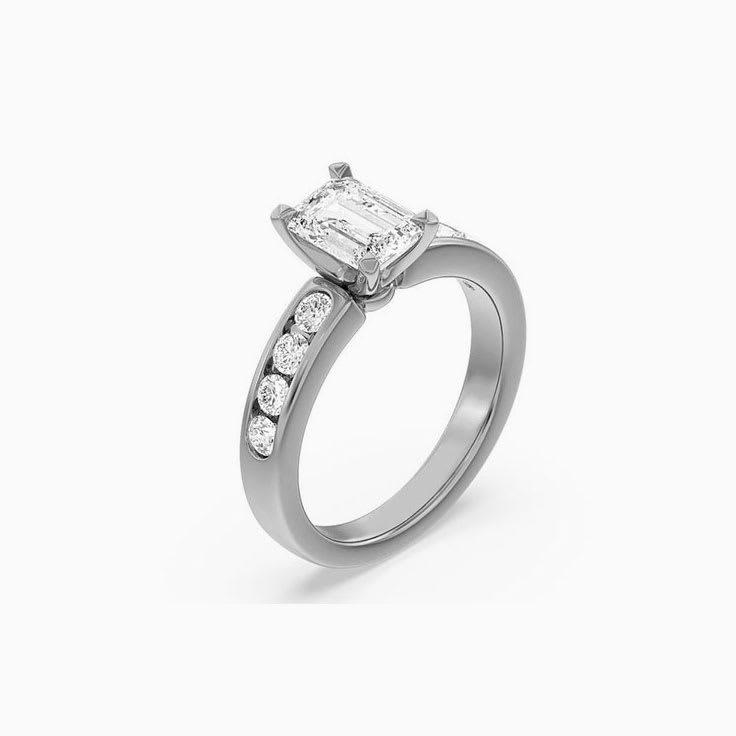 Emerald And Round Lab Diamond Engagement Ring