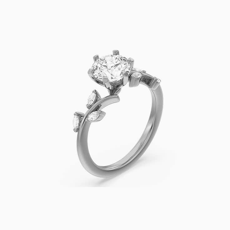 Floral Lab Diamond Engagement Ring
