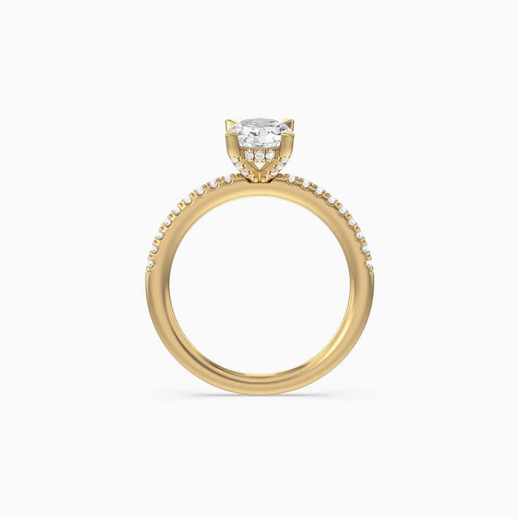 Oval Hidden Halo Pave Shank Engagement Ring