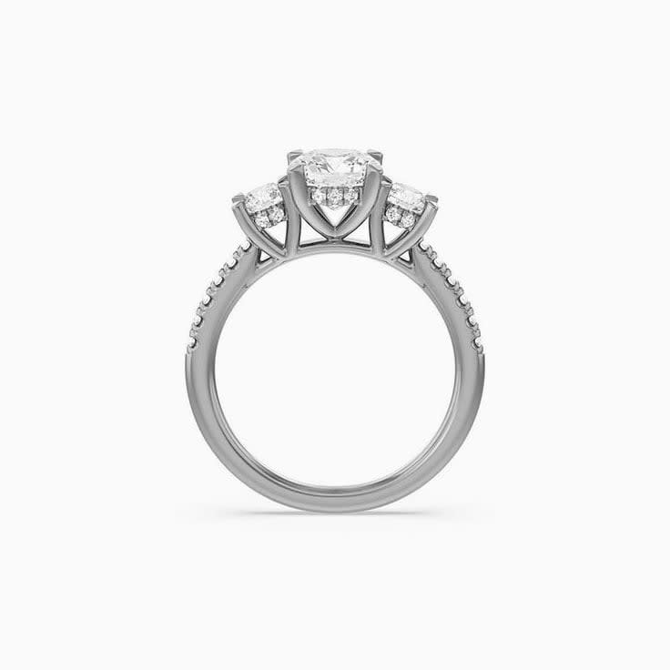 Round And Cushion Lab Grown Diamond Engagement Ring