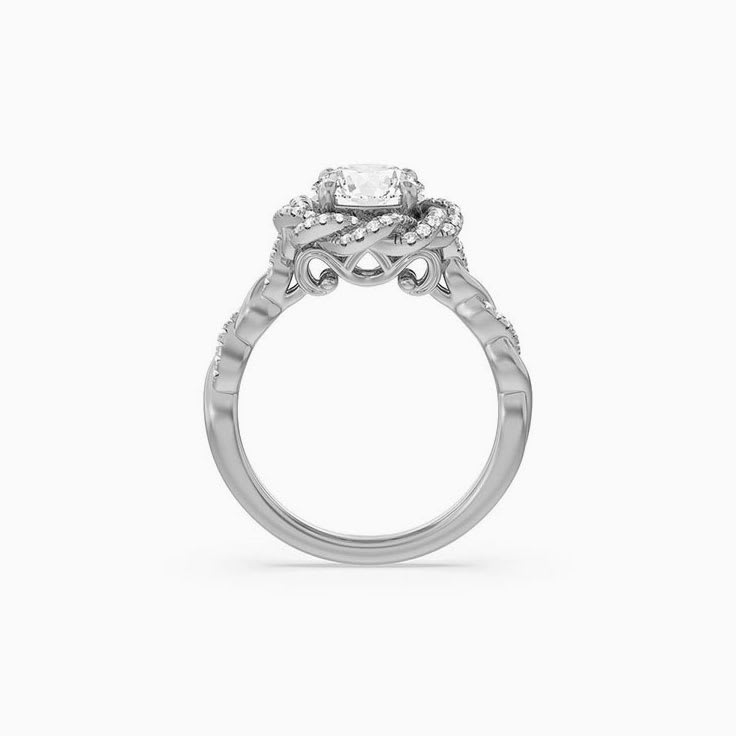 Braided Round Halo Lab Diamond Engagement Ring