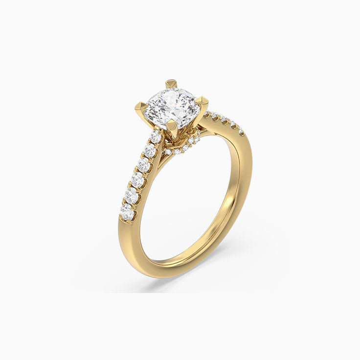 Claw Set Cushion Lab grown Engagement Ring